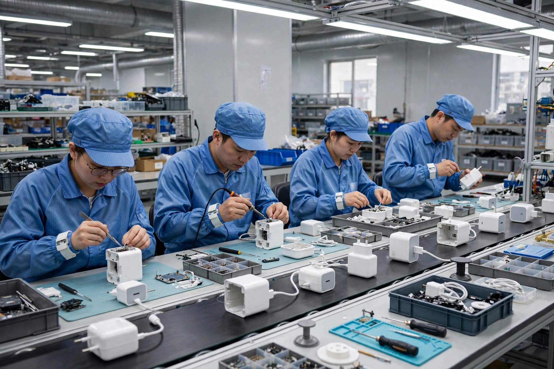 Final assembly line for chargers